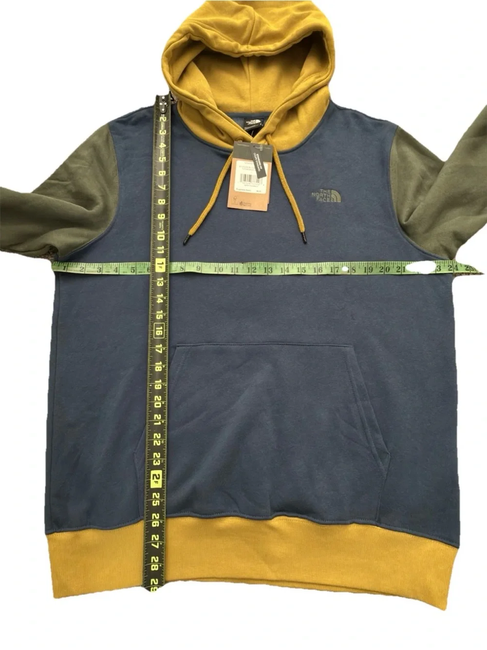 NWT The North Face Men’s Blue & Olive Colorblock Hoodie Size large